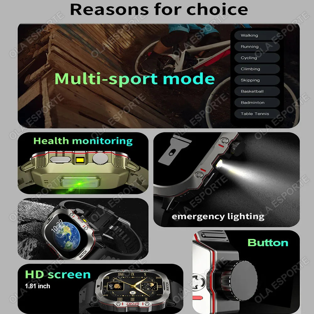 Military Smart Watch Men – GPS, Bluetooth Calls & Fitness Tracker