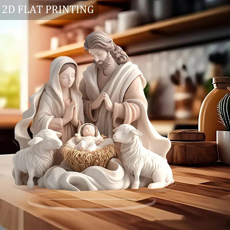 2D Acrylic Nativity Scene Centerpiece | Christmas Tabletop Decor