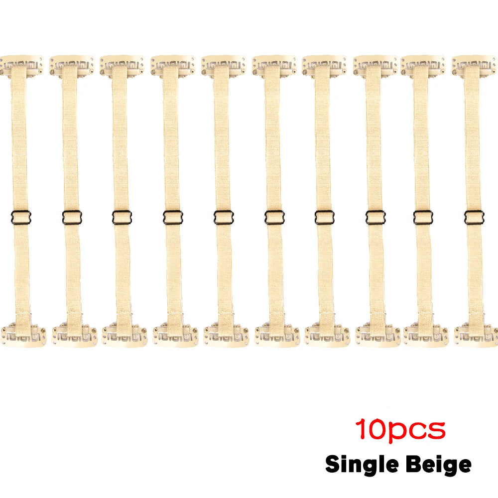10 Pcs Magic Eye Pulls Elastic Band Adjustable Single/Double Tighten Foxy Eyes Lift Eyebrow With Bb Clips Elastic Eyes Lift Band Peaceful Pleasures Health and Wellness 10Pcs Single Beige
