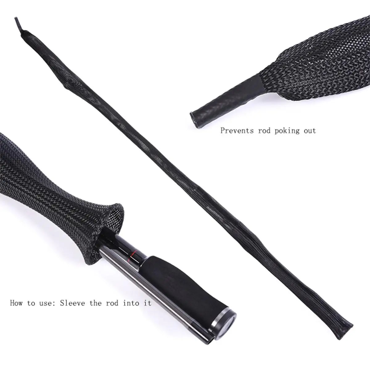 Fishing Rod Knitting Net Protective Cover Fishing Tool Suitable for Spinning Casting Ice Fishing Rod Socks Gloves for Angling Peaceful Pleasures Health and Wellness