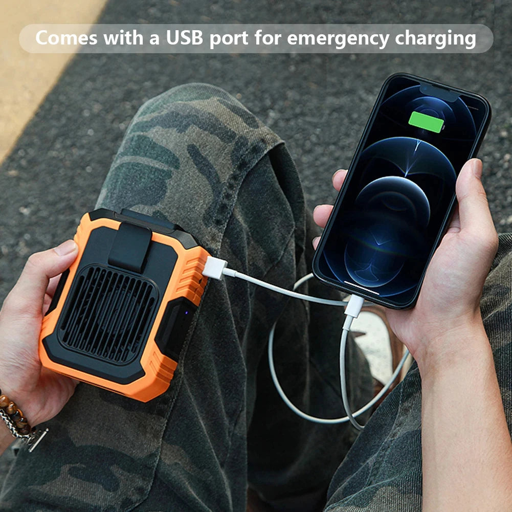 Portable Belt Fan 3 Speed 4000mAh Hands-free Fan USB Rechargeable Cooling Waist Fan Emergency Mobile Power Bladeless for Outdoor Peaceful Pleasures Health and Wellness