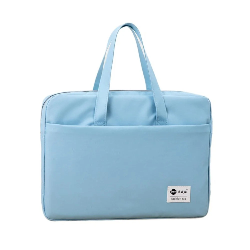 Large Capacity Document Storage Bag Double Layer Waterproof Book Storage Bag Oxford Cloth with Handle A4 File Organizer Peaceful Pleasures Health and Wellness Blue