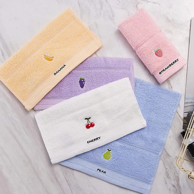 Fruit Embroidered Cotton Hand Towels Set of 5 – Soft & Absorbent