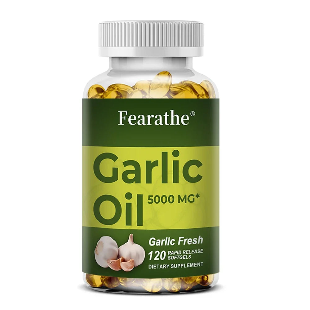 Premium Garlic Fresh 5000mg, Garlic Oil Dietary Supplement for Heart Health and Circulation Support with Antioxidant, NON-GMO Peaceful Pleasures Health and Wellness 120 count-1 bottle