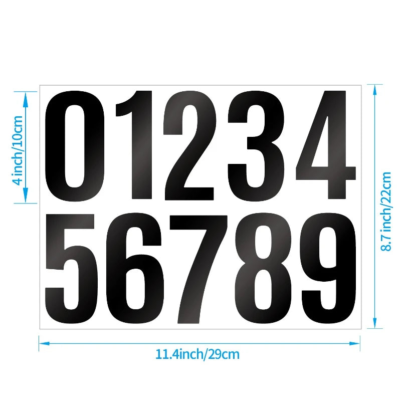 4-inch Digital Sticker Large Size Glossy Metal Silver Black Self Adhesive Reflective Digital Sticker for Mailbox Address Item ID Peaceful Pleasures Health and Wellness black