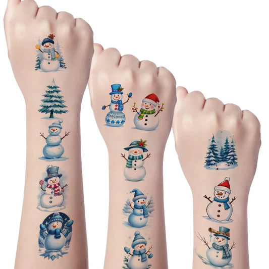 54pcs Christmas Temporary Tattoos – Snowmen, Snowflakes & Trees Temporary Tattoo Stickers Oasis Select