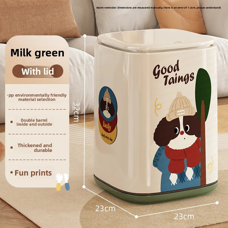 Adorable Waste Bin with Fun Pattern - Double Bucket Design, Anti-Stain & Oil-Resistant, Home Accessory Peaceful Pleasures Health and Wellness Cover Dog
