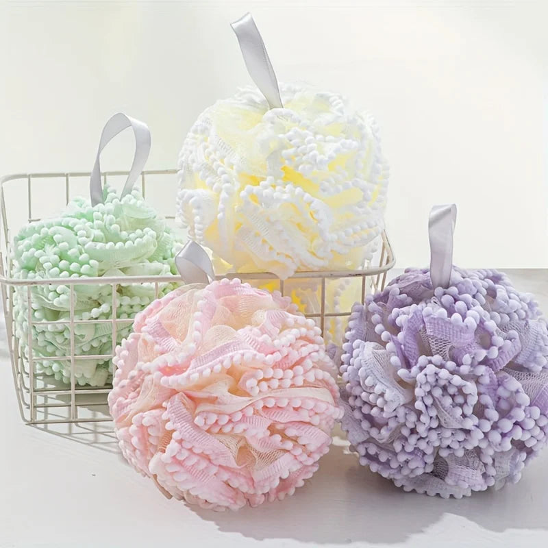 4-Pack Bath Loofah Mesh Balls – 4 Colors Shower Sponge Set