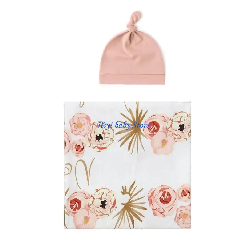 Bamboo Newborn Swaddle Blanket & Turban Hat Set | 25 Colors