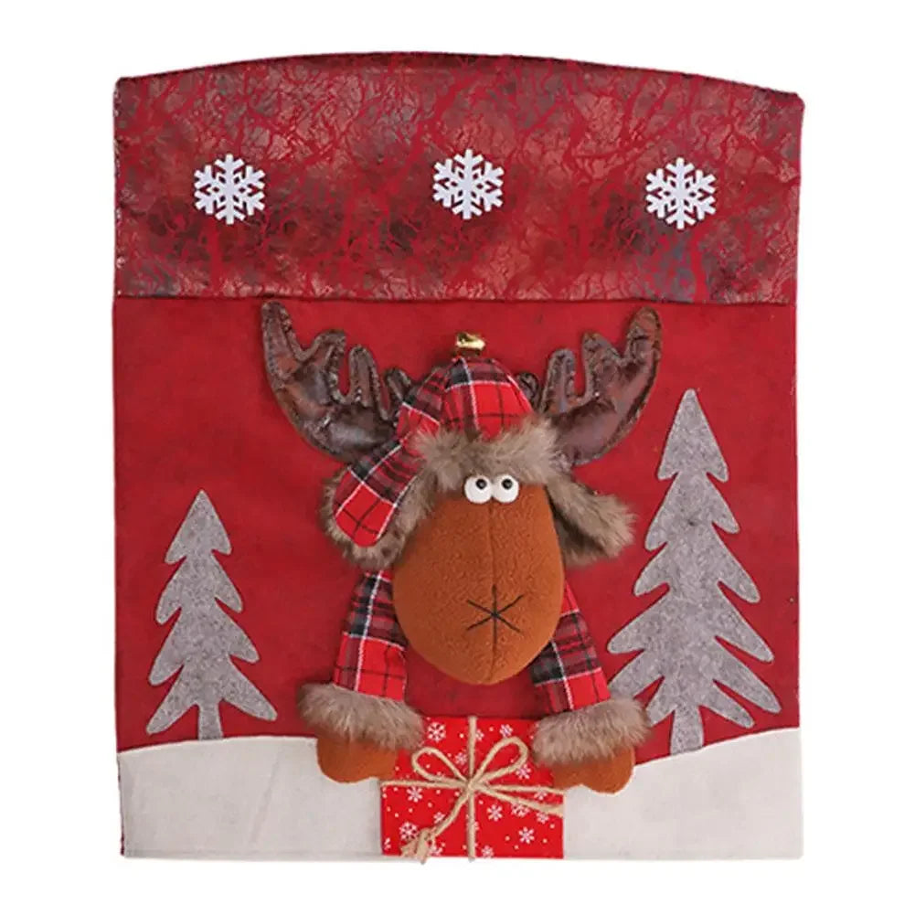 Christmas Chair Covers Set – Santa, Snowman & Reindeer 3 Pack