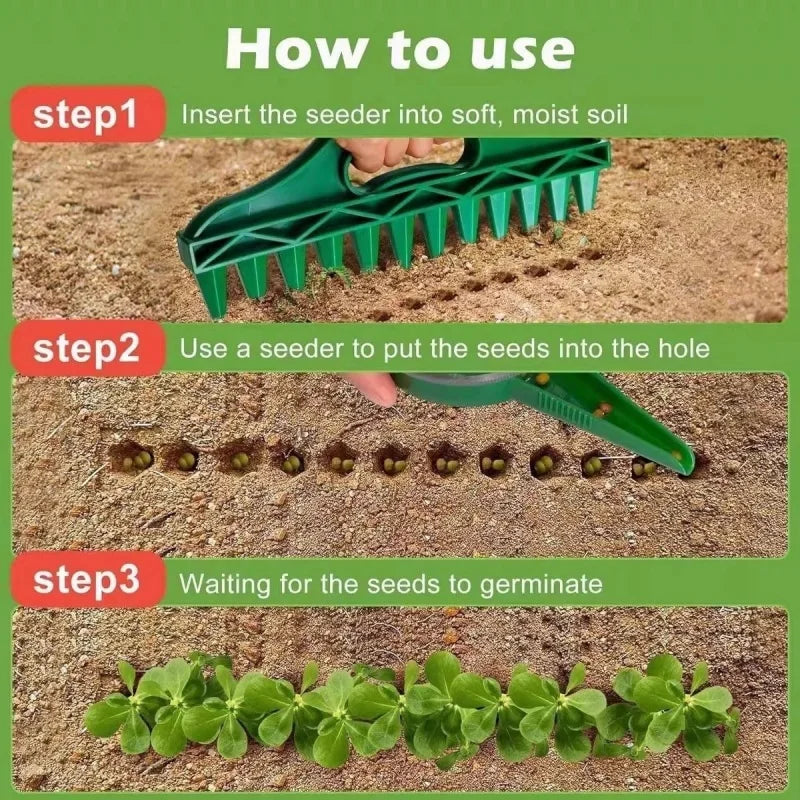 12-Hole Hand Dibbler – Fast Seed Planting & Soil Spacer Tool