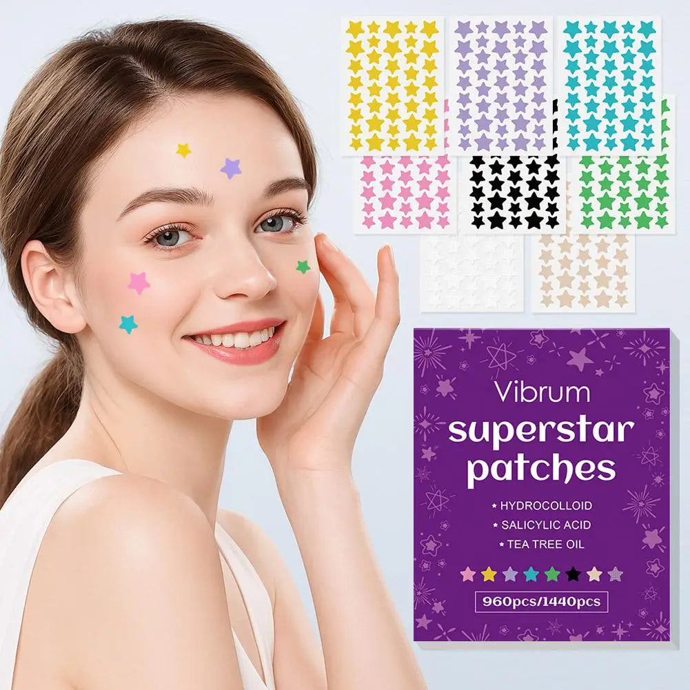Colorful Star Hydrocolloid Pimple Patches | 960–1440 Pcs