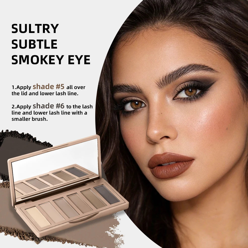 6Color Eyeshadow Palette With Free Brush 6 Color Matte High Pigment Waterproof Long Lasting Blendable Nude Makeup Peaceful Pleasures Health and Wellness