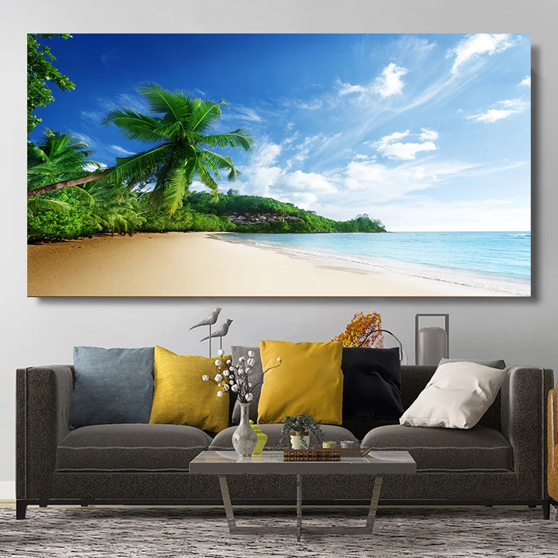 Natural Modern Seascape Wall Pictures Landscape Beach Sea Ocean Canvas Painting Wall Art Posters for Living Room Decor Cuadros Peaceful Pleasures Health and Wellness