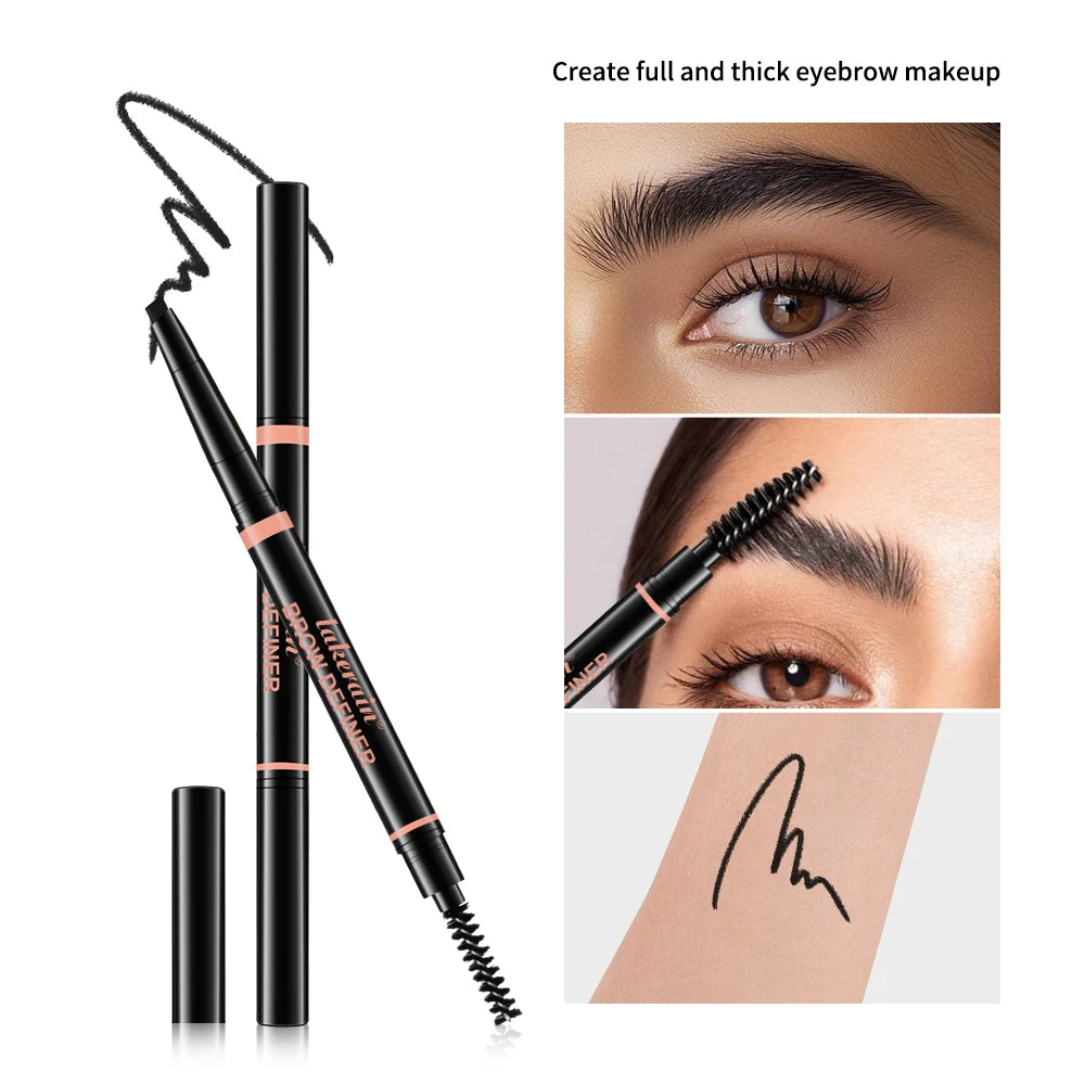 Lakerain Eyebrow Pencil Automatic Rotating Double Head Long Lasting Natural Waterproof 3 Color Triangle Eyebrow Pen Make Up Peaceful Pleasures Health and Wellness