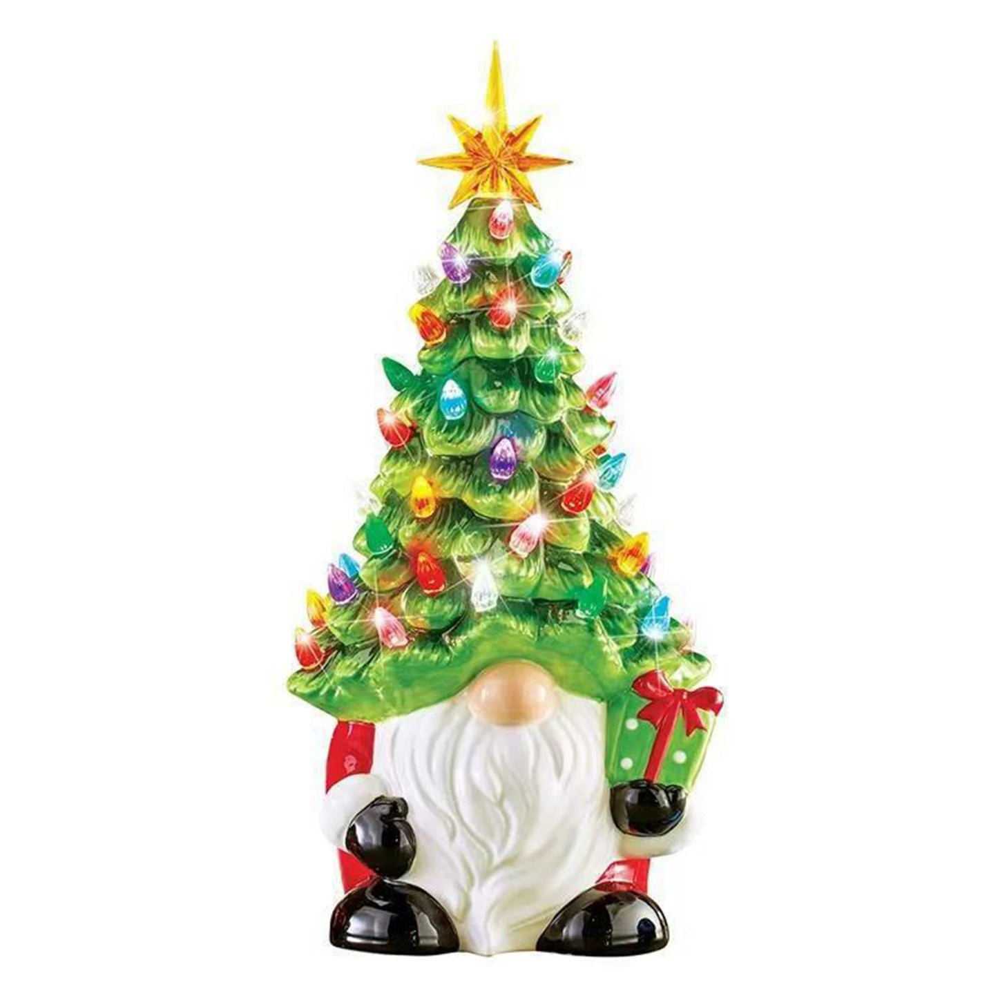 LED Lighted Christmas Gnome Resin Tabletop Decoration