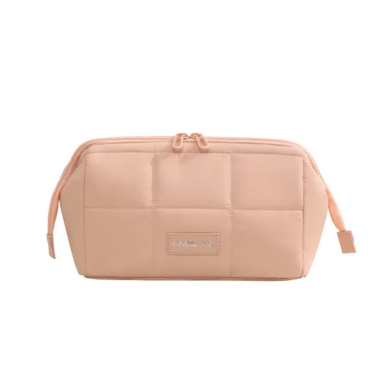 2026 New Large Capacity Portable Makeup Bag Travel Cosmetic Storage Pouch Lipstick Organizer Wash Bag Peaceful Pleasures Health and Wellness Pink