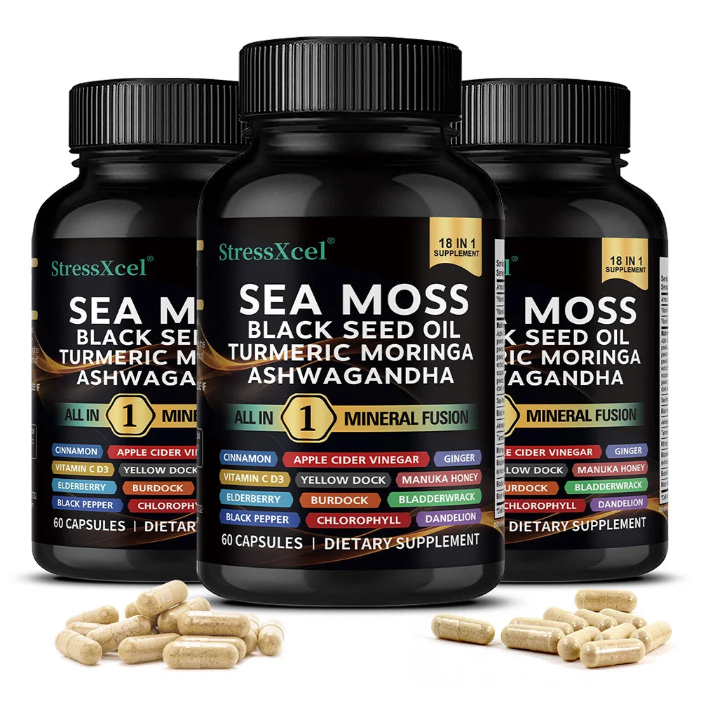 Sea Moss Capsules with Ashwagandha & Black Seed Oil | Immunity