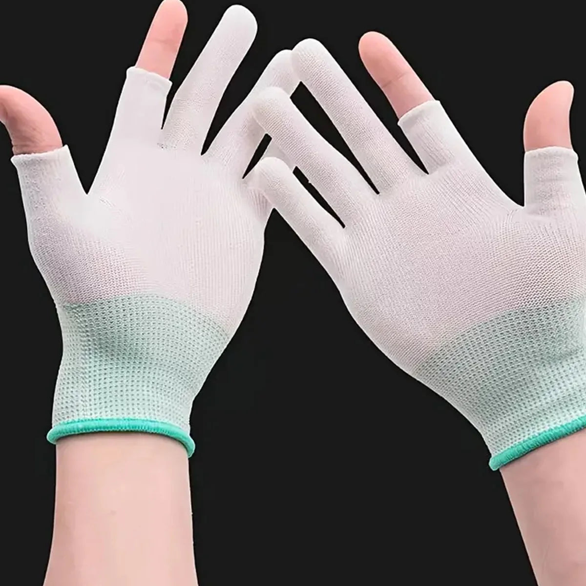 1 Pair Two Finger Work Protection Exposed Fingers Anti-slip Gloves For Breathable Picking Planting Gloves,Packaging Peaceful Pleasures Health and Wellness White