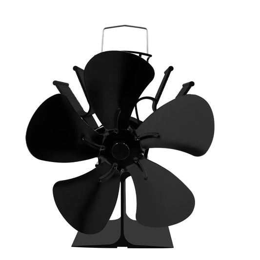 Black Fireplace 5 Blades Heat Powered Stove Fan Log Wood Burner Ecofan Quiet Home Fireplace Fan Efficient Heat Distribution Peaceful Pleasures Health and Wellness T280
