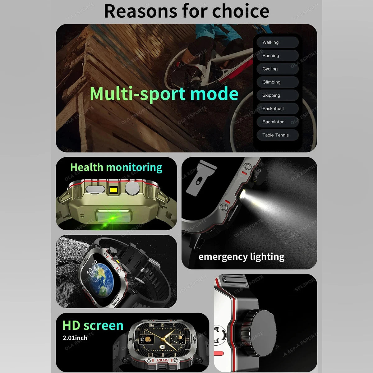 Military Smart Watch – BT Calling, Fitness & Health Tracker