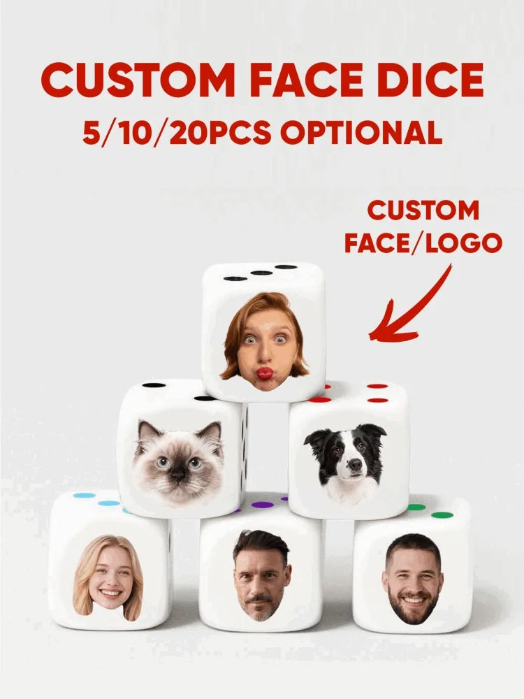 Custom Face Dice Personalized Face Dice Funny Game Dice Party Gift Wedding Favor Couple Family Friends Peaceful Pleasures Health and Wellness Multicolor 20pcs