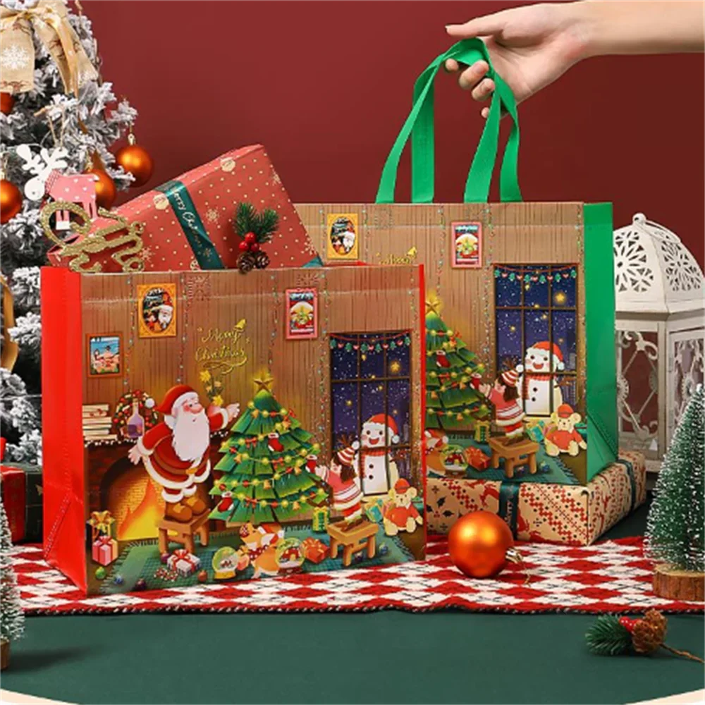 Christmas Non-Woven Gift Bag | Snowman & Xmas Tree Tote