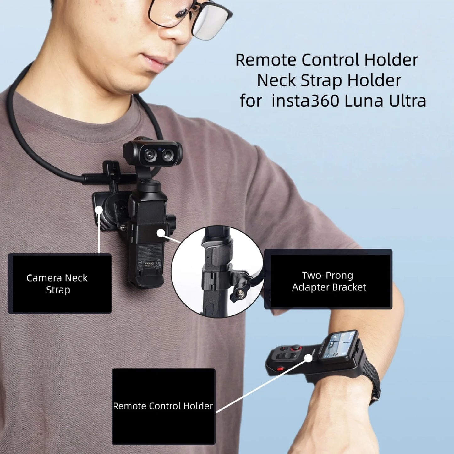 For Insta360 Luna Ultra Camera Remote Control Mount Wrist Strap And First-Person View Neck Mount Enhancing Your Experience Peaceful Pleasures Health and Wellness