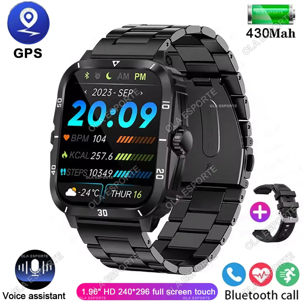 Ola Esporte 1.96" Military Smartwatch – GPS & Bluetooth Calls