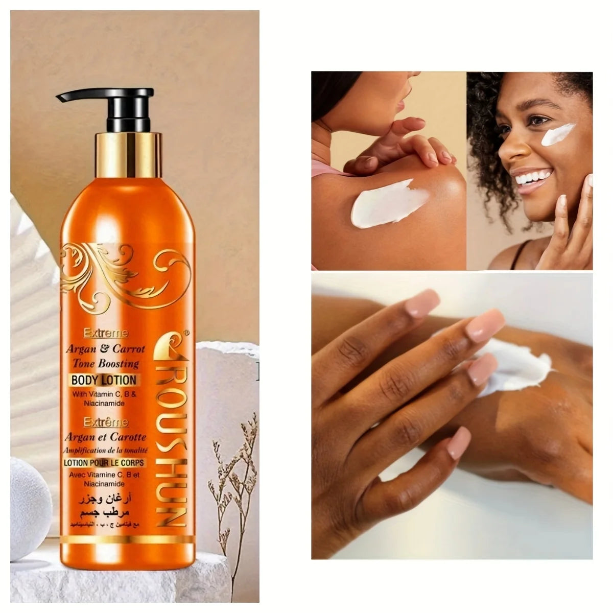 Moroccan Argan+Carrot Body Lotion Argan & Carrot Body Lotion 500ml Large Capacity Body Lotion Cream Hydrating Moisturizing Autum Peaceful Pleasures Health and Wellness Body lotion