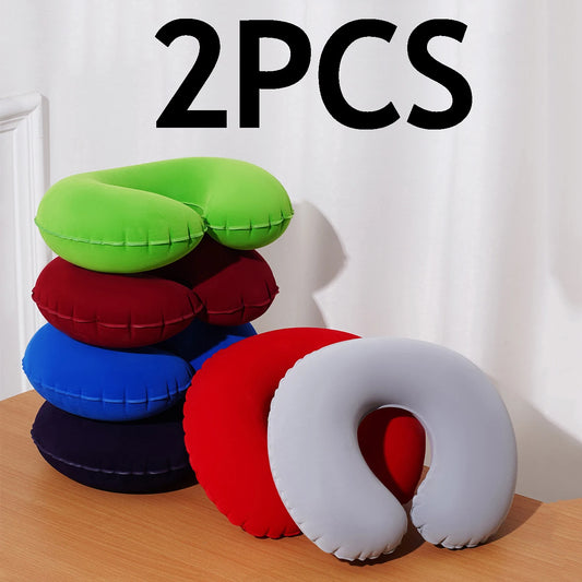 Inflatable U-Shaped Travel Neck Pillow 2 Pack – Foldable Travel Neck Pillow Peaceful Pleasures Health and Wellness