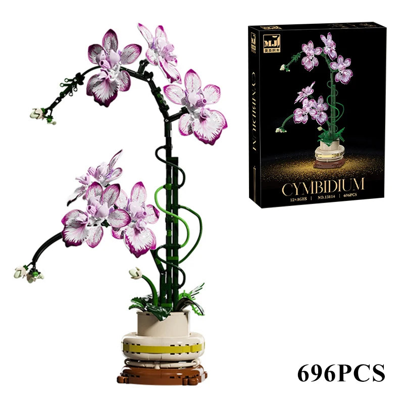 FINGERROCK Orchid Building Blocks DIY Floral Brick Set | Gift