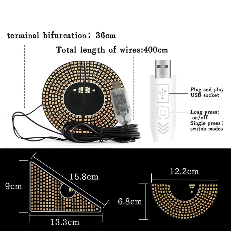 Devil's Eye Car LED Window Light – 11 Modes USB Powered