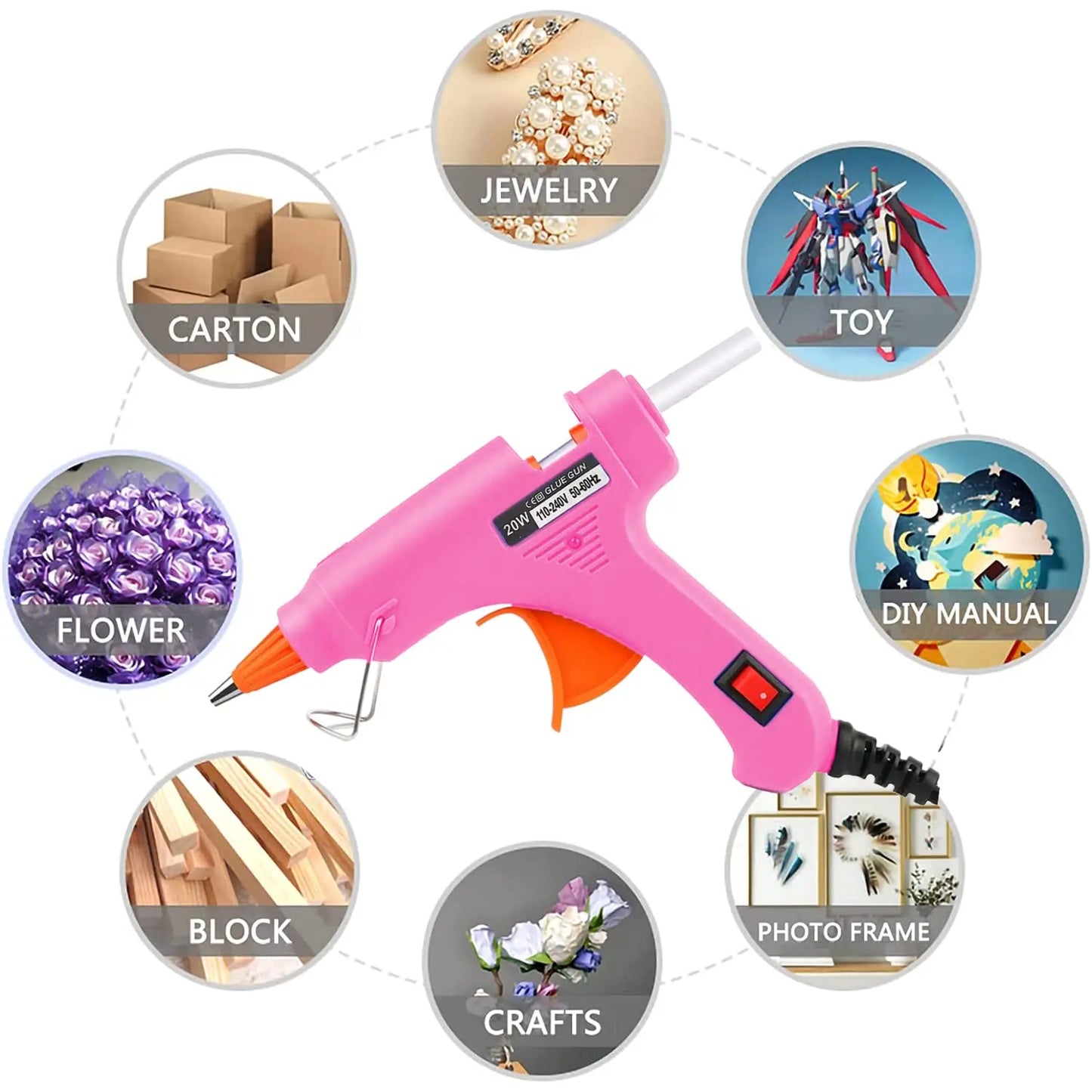 20W Mini Hot Melt Glue Gun Kit with Glue Sticks – DIY Crafts
