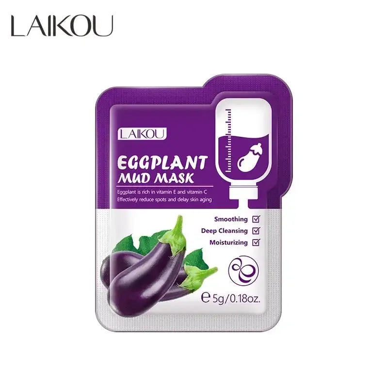 LAIKOU Sakura Eggplant Mud Mask 10pc – Pore Cleanse & Oil Control