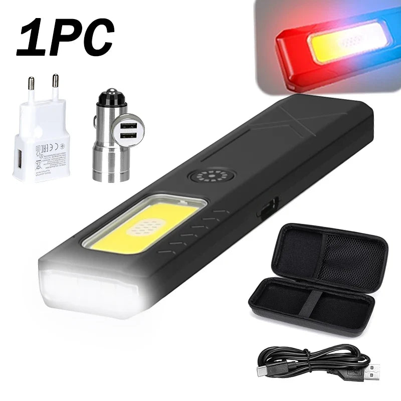 Mini EDC Flashlight USB Rechargeable – COB+LED, 6 Modes, Clip