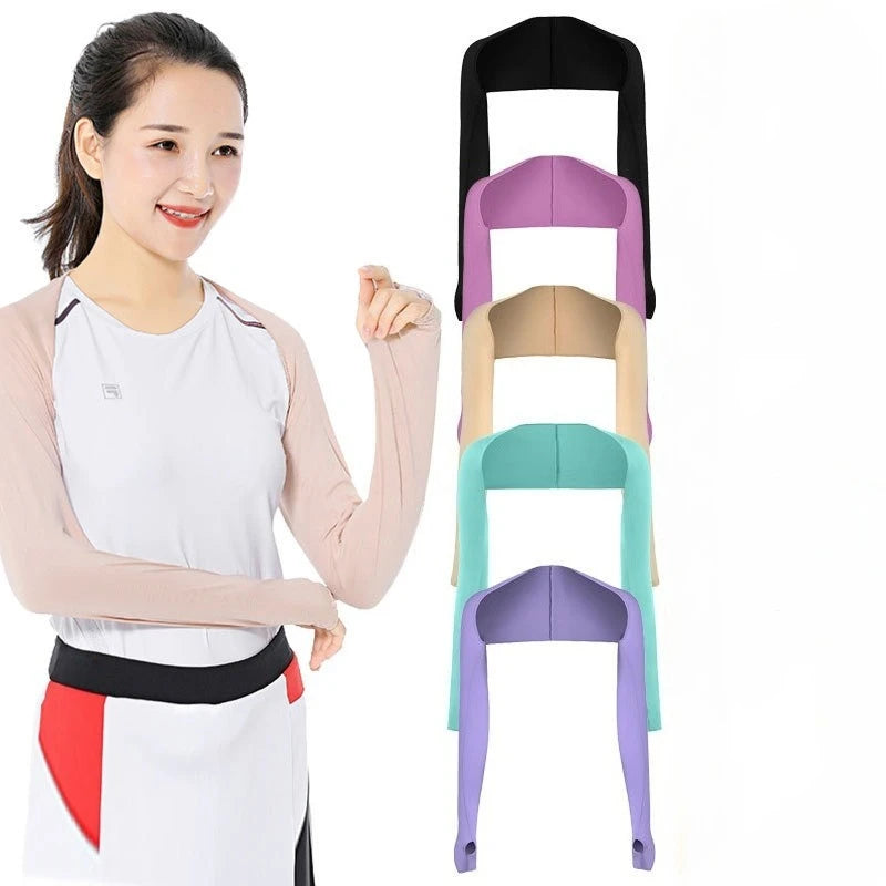 Ice Silk One Piece Shoulder Attached Ice Sleeve Women's UV-Resistant Outer Cover for Golf Sleeve Cover for Sun Protection Peaceful Pleasures Health and Wellness