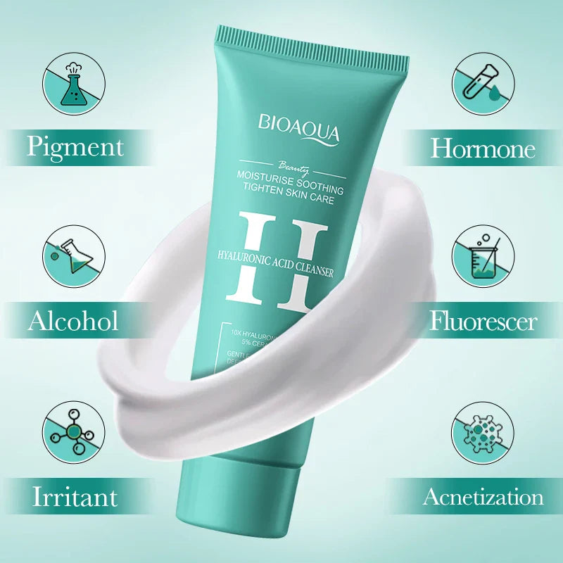BIOAQUA Hyaluronic Acid Facial Cleanser – Moisturizing Foam Wash