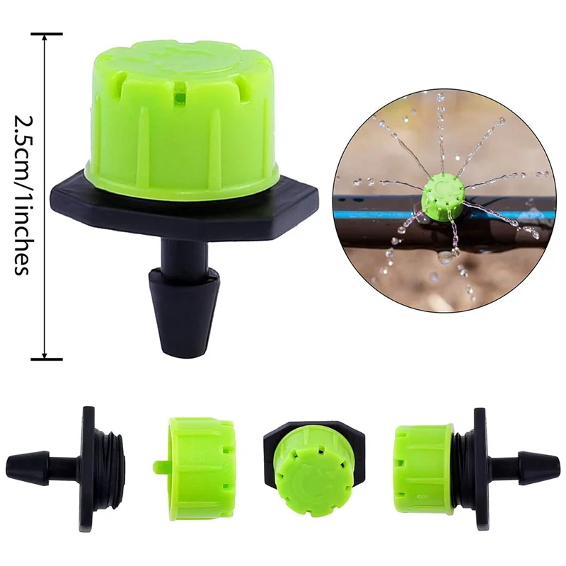 200-Pack Adjustable 1/4" Micro Drip Irrigation Emitters Anti-Clog