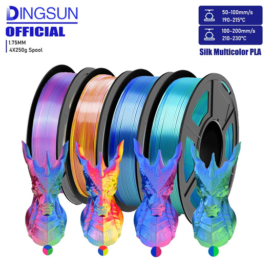 DINGSUN PLA Filament Bundle 1.75mm Tri-Color 3D Printer 250g–1kg 3D Printer Filament Peaceful Pleasures Health and Wellness 4 multi-color