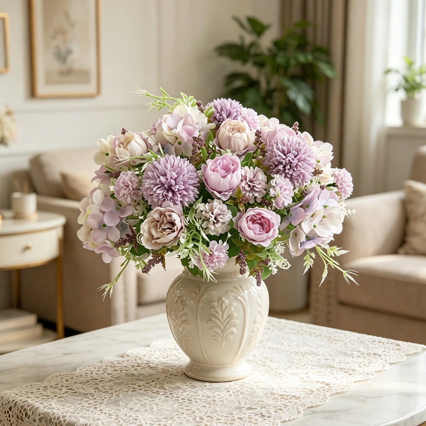 Silk Peony Hydrangea Artificial Flower Bouquet – Wedding & Home Decor