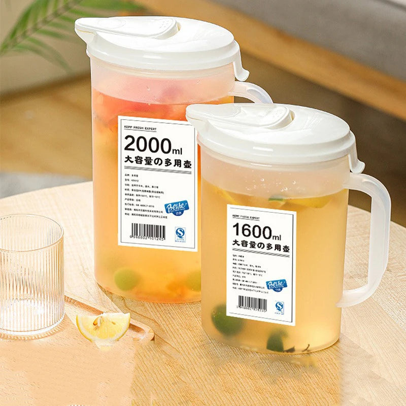 Large Capacity Plastic Juice Pitcher & Water Jug – Heat-Resistant, 1600ml or 2200ml, with Lid