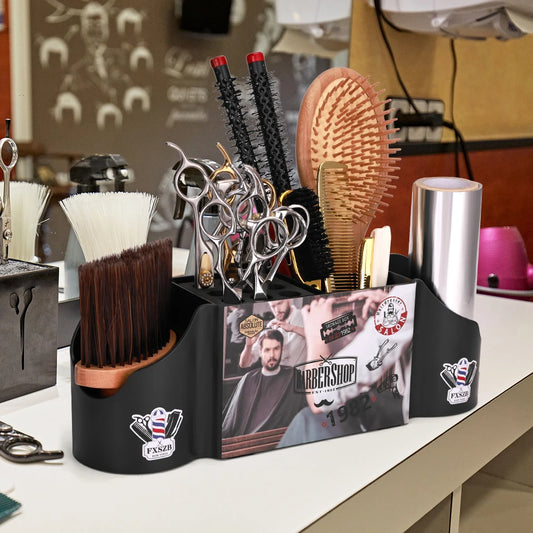 Salon Tool Organizer, Salon Scissors Combs Clippers Organizer Holder, Desktop Hairdressing Tools Display Barber Storage Box Peaceful Pleasures Health and Wellness
