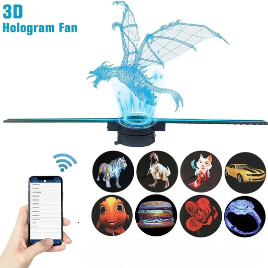 42cm 3D Holographic Fan Projector | WiFi LED DIY Logo Display Holographic LED Display Peaceful Pleasures Health and Wellness UK PLUG 42cm Standard