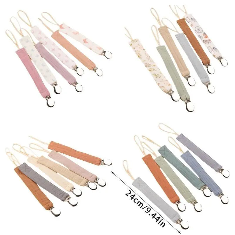 6-Pack Baby Pacifier Clips Cotton Soother Chain | Newborns