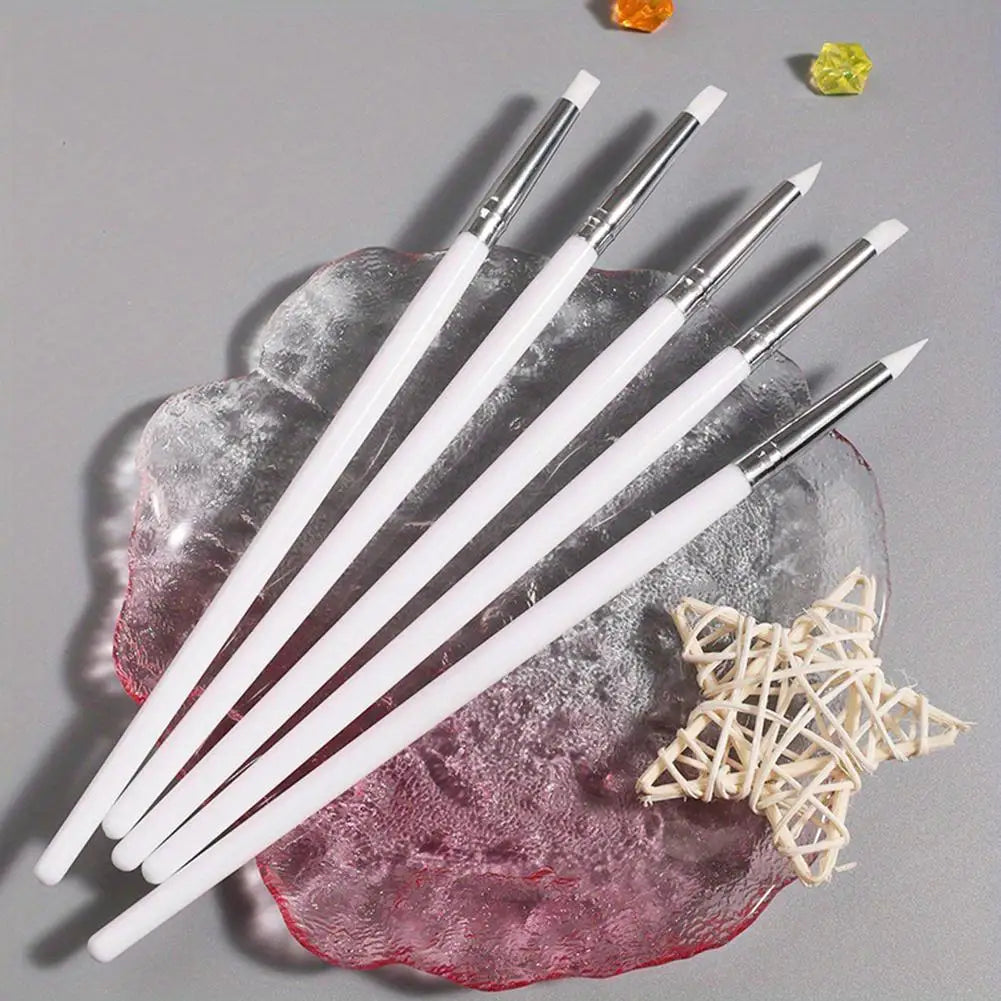 5Pcs/Set Silicone Nail Art Pen Brush UV Gel Polish Tip 3D Image DIY Dotting Polish Brushes Sculpture Pen DIY Manicure Tool Peaceful Pleasures Health and Wellness