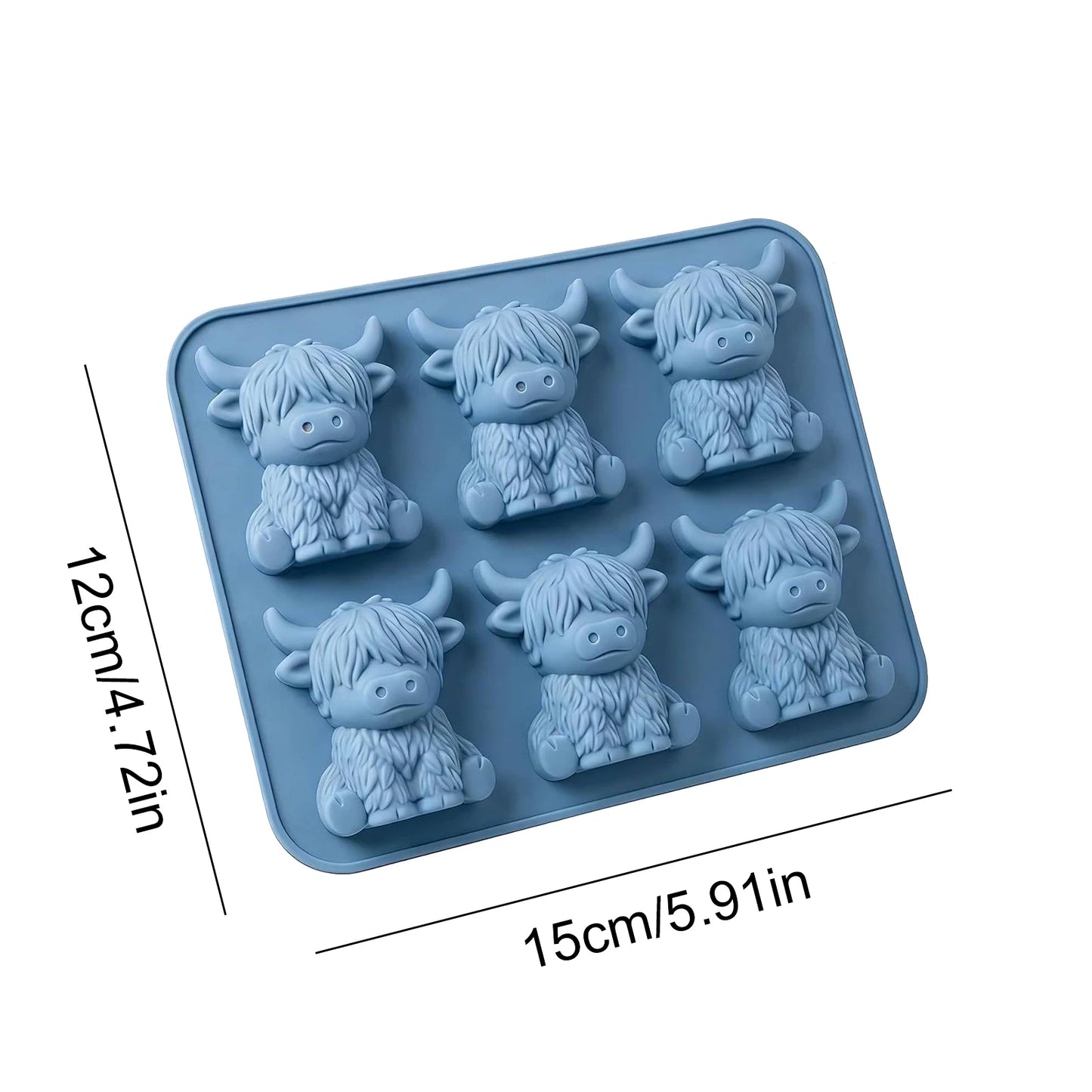 3D Highland Cow Silicone Ice Cube Mold Food Grade Silicone 6 Cavity Novelty Tray for Whiskey Cocktails Coffee Drinks Gift Peaceful Pleasures Health and Wellness