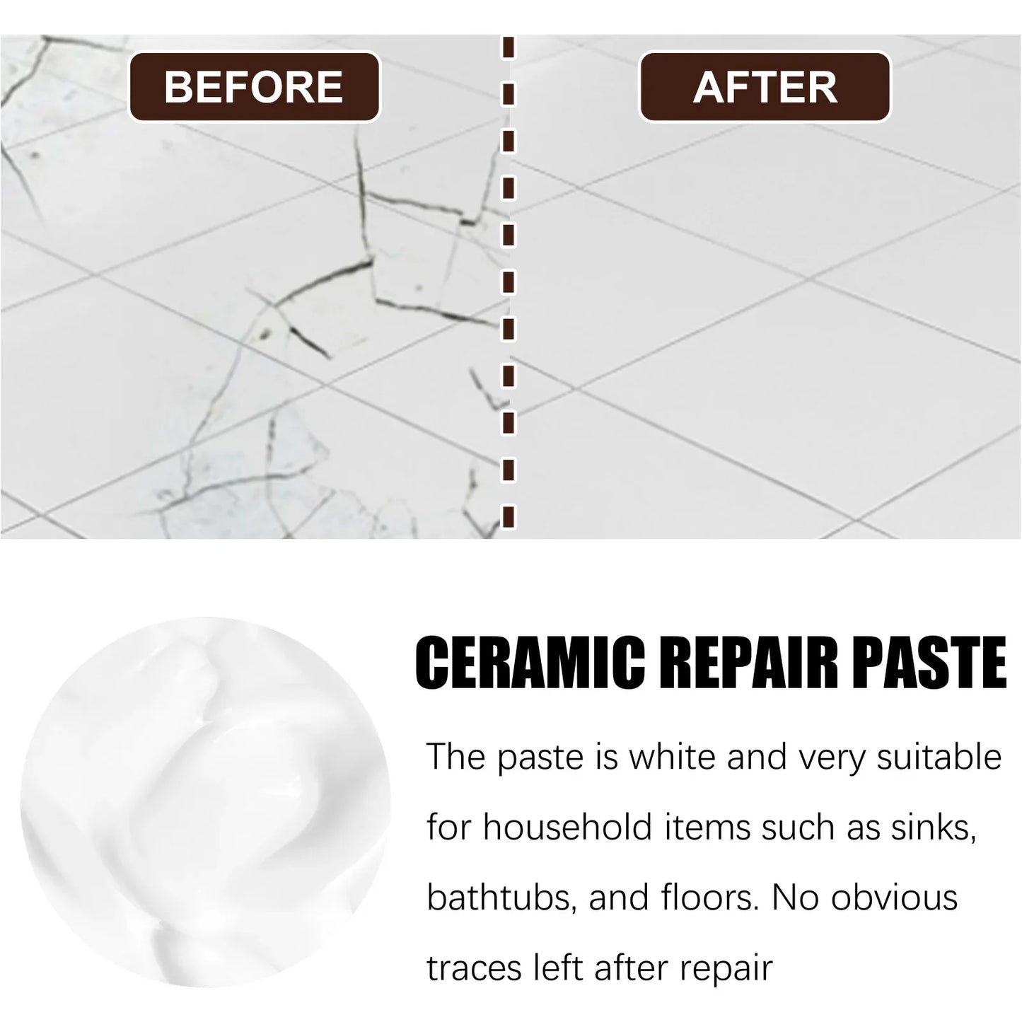 Ceramic Tile Repair Glue | Waterproof Crack & Chip Fix 100ml