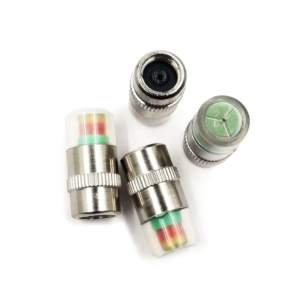 Tire Pressure Valve Stem Caps – 3-Color Alert, 4 or 8 Pack