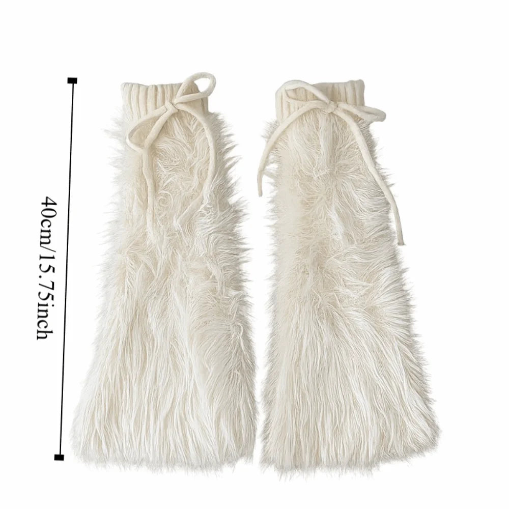 Autumn Winter Thickened Cold Resistant Adorable Subculture JK Fashionable Trendy Fur Lined Sock Boots Warm Sock Sleeves Fashion Peaceful Pleasures Health and Wellness